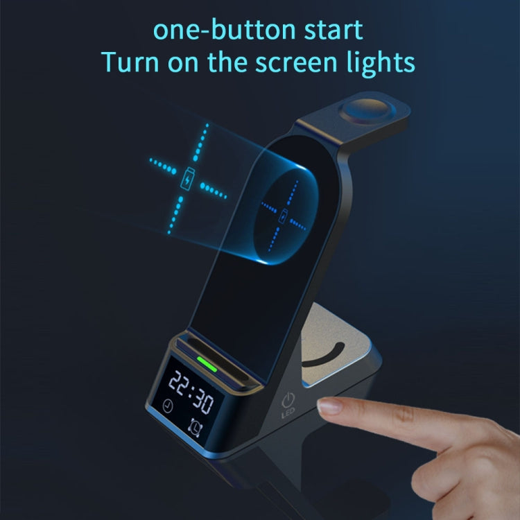 H36 6 en 1 15W reloj de alarma Digital Magsafe Cargador Inalámbrico Magnético para Teléfonos Móviles / Airpods / Iwatch