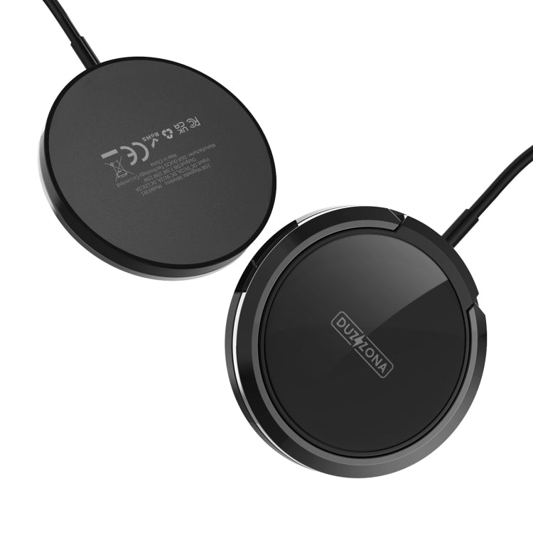 Duzzona W1 15W Magnetic Wireless Charger with Ring Holder Cable length: 1.2m (Black)