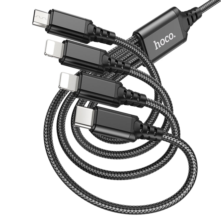 Hoco X76 4 en 1 2A Double 8 broches + USB-C / Type-C + Super Micro USB Longueur du câble de charge : 1 m (Noir)