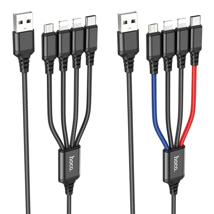 Hoco X76 4 en 1 2A Double 8 broches + USB-C / Type-C + Super Micro USB Longueur du câble de charge : 1 m (Noir)