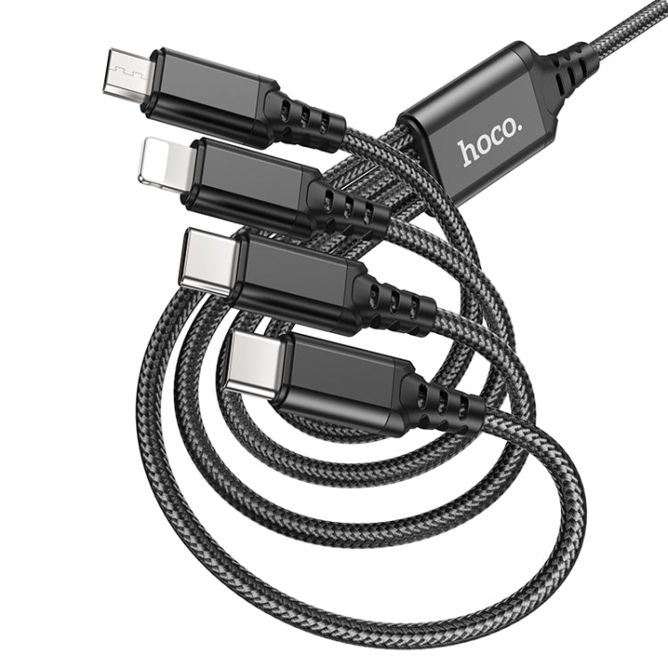 Hoco x76 4 en 1 2A Dual USB-C / Type-C +8 Pin + Micro USB Super Cable de Carga longitud: 1m (Negro)