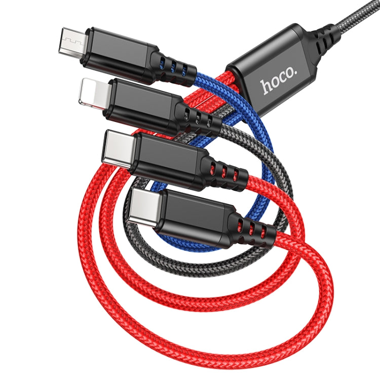 Hoco X76 4 en 1 2A Dual USB-C / Type-C +8 Pin + Micro USB Super Cable de Carga Longitud: 1M (MultiColor)