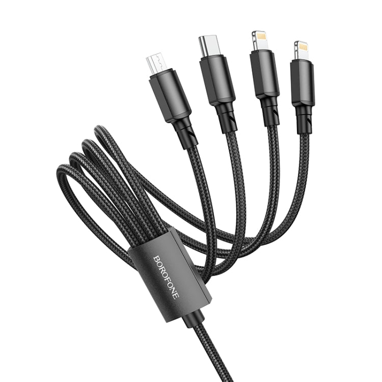 BOrofone BX72 Tipo-C / USB-C + Dual 8 Pin + Micro USB 4 In1 Cable de Carga longitud: 1m (Negro)