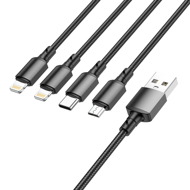 BOrofone BX72 Type-C / USB-C + Dual 8 Pin + Micro USB 4 In1 Longueur du câble de charge : 1 m (Noir)