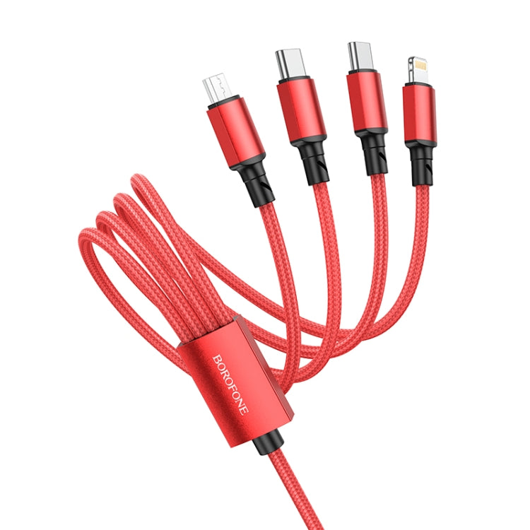 BOrofone BX72 Dual Type-C / USB-C + Câble de charge 4 en 1 8 broches + micro USB.Longueur : 1 m (rouge)