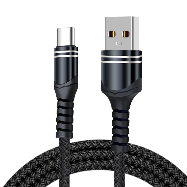 USB-C / Tipo-C 6A Cable de Carga USB de estilo tejido longitud del Cable: 1m (Negro)