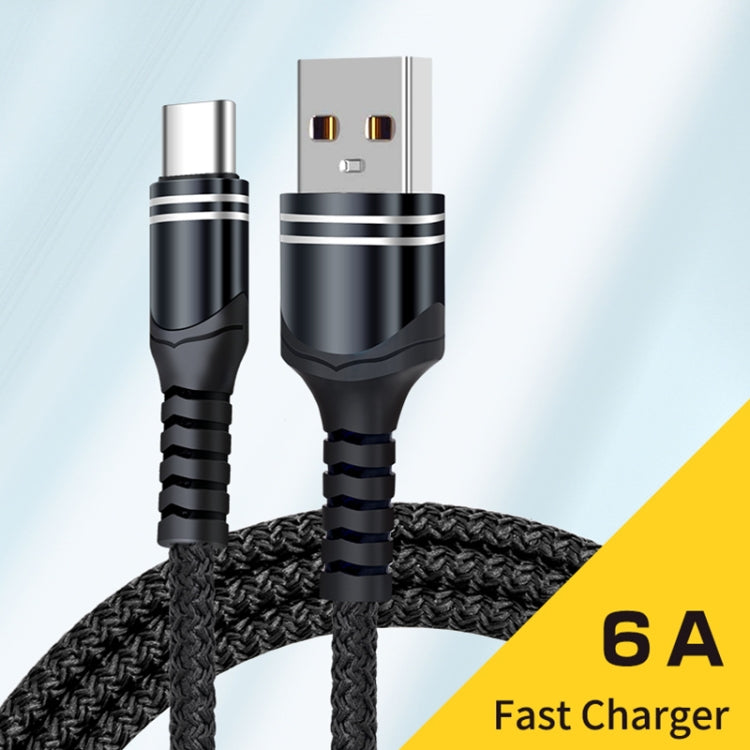 Câble de chargement USB USB-C / Type-C 6A de style tissé Longueur du câble : 1 m (noir)