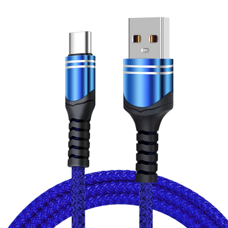 USB-C / Tipo-C 6A Cable de Carga USB de estilo tejido longitud del Cable: 1m (Azul)
