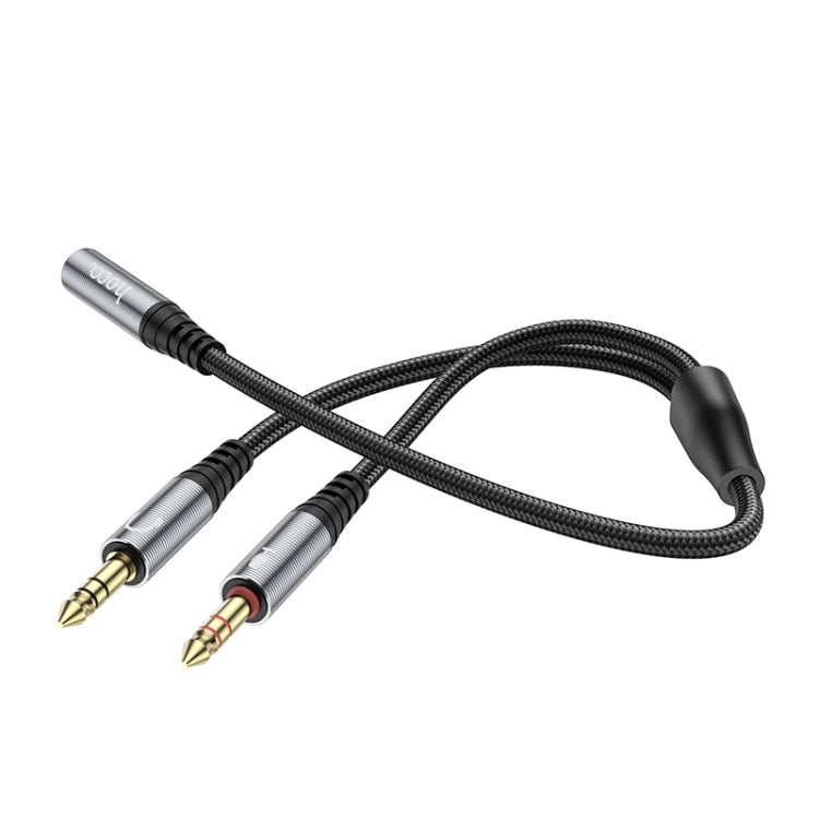 Câble adaptateur audio pour casque Hoco UPA21 2 en 1 3,5 mm femelle vers 2 x mâle (gris métallique)