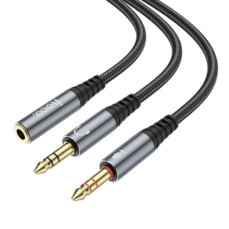 Hoco UPA21 2 en 1 3.5 mm Hembra a 2 x Cable de Adaptador de Audio Auricular Macho (Gris metálico)