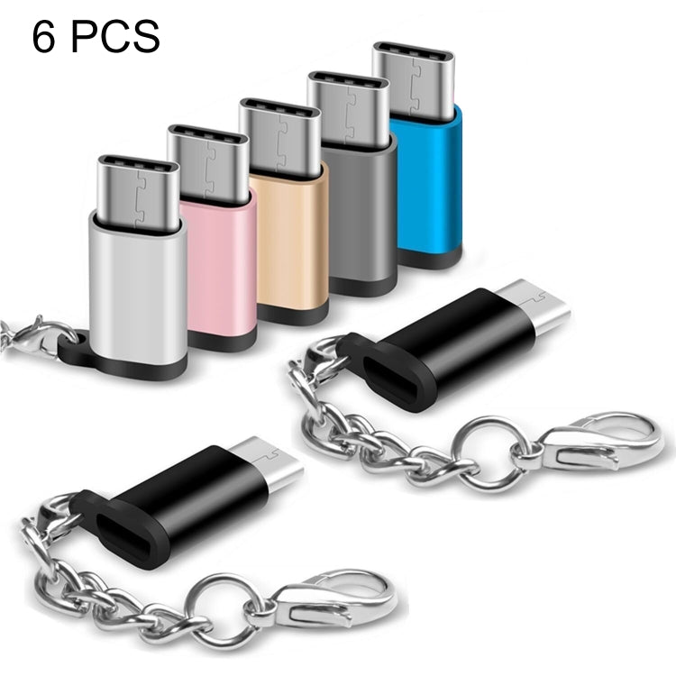 6 PCS Micro USB Hembra a USB-C / Type-C Male Connector Adaptador Entrega aleatoria
