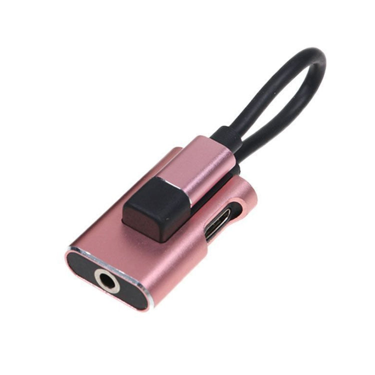 2-in-1-USB-C/Typ-C-auf-USB-C/Typ-C-3,5-mm-Audio-Adapterkabel (Roségold)