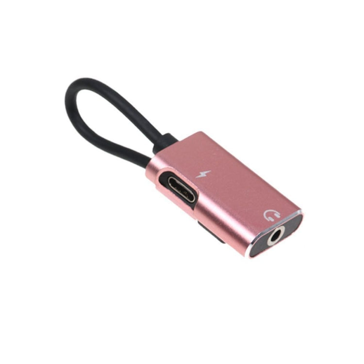 Câble adaptateur audio 2 en 1 USB-C / Type-C vers USB-C / Type-C 3,5 mm (or rose)
