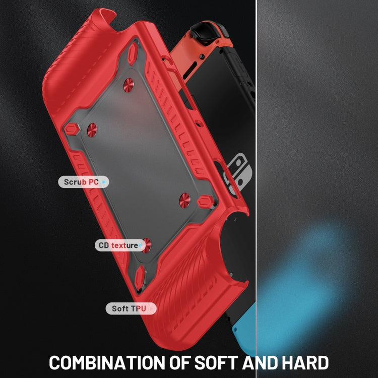 Mango de juego GamePad TPU+PC Case de Protección Para Switch Oled (Rojo)
