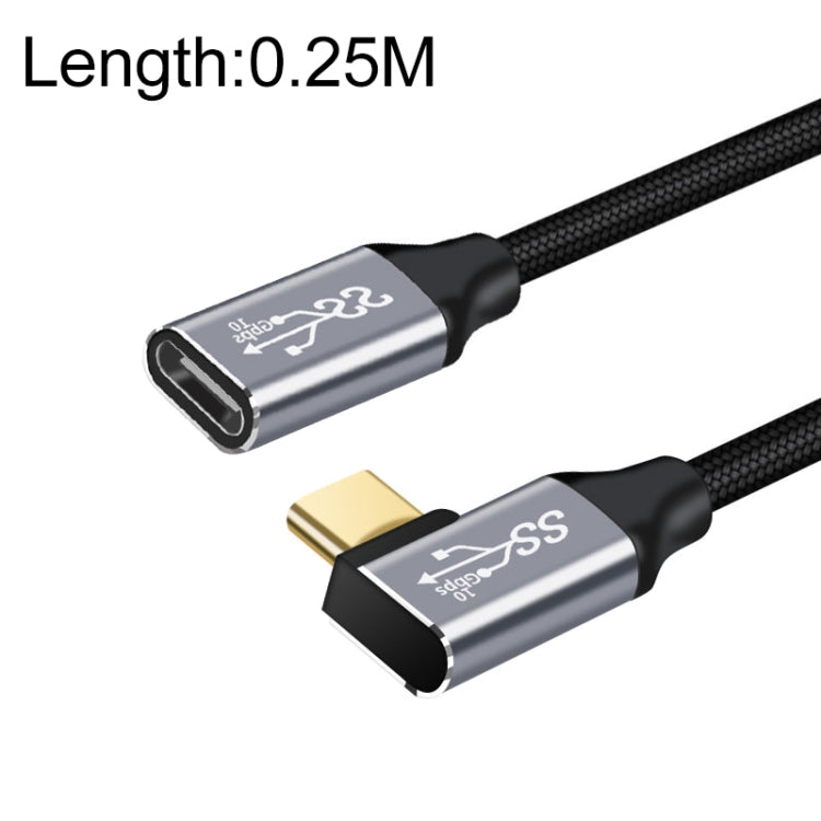 25 cm 10GBPS USB-C / Type-C Femenino a Cable de extensión de transmisión de datos de Carga de codo masculino a Macho