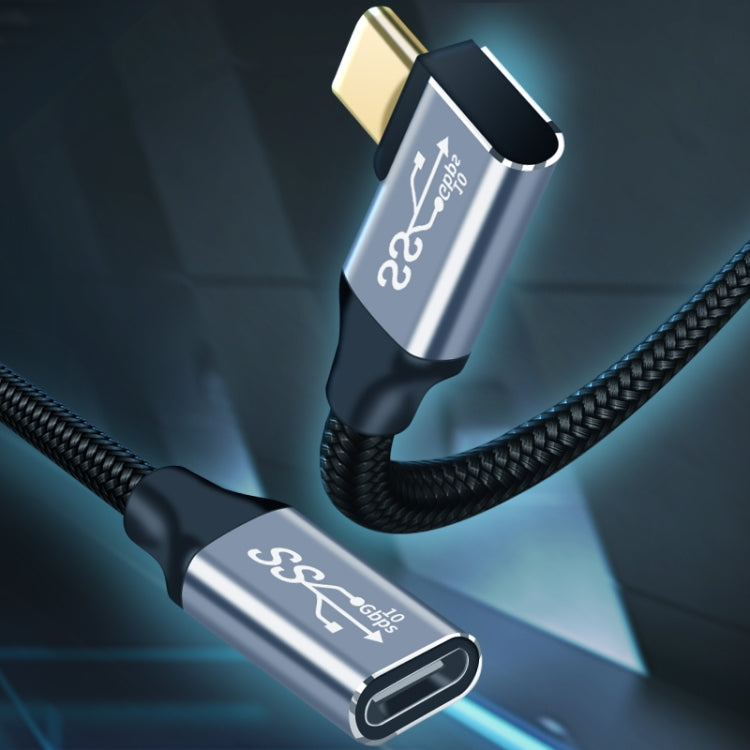 25cm 10GBPS USB-C / Type-C Femelle à Mâle à Mâle coude Câble d'extension de transmission de données de charge