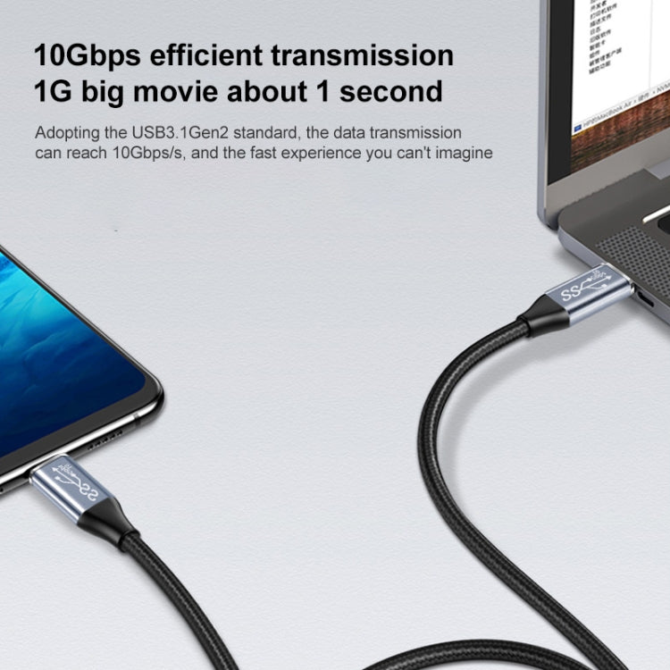 25cm 10GBPS USB-C / Type-C Femelle à Mâle à Mâle coude Câble d'extension de transmission de données de charge