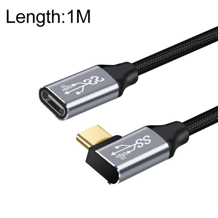 1M 10GBPS USB-C / Type-C Female to Male Elbow Charge Data Transmission Extension Cable
