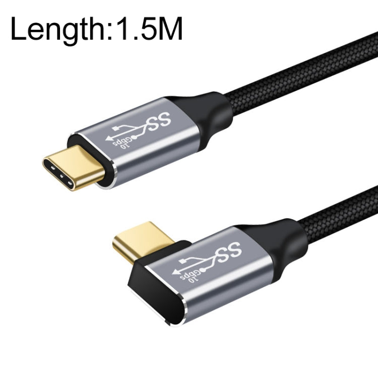 1,5 m 10GBPS USB-C / Type-C mâle droit vers coude mâle câble de transmission de données de charge