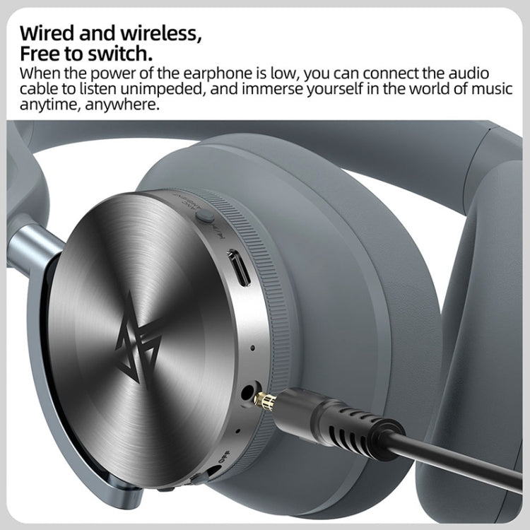KZ-T10 Dual Power Active Noise Canceling Wireless Bluetooth Headphones (Silver Grey)
