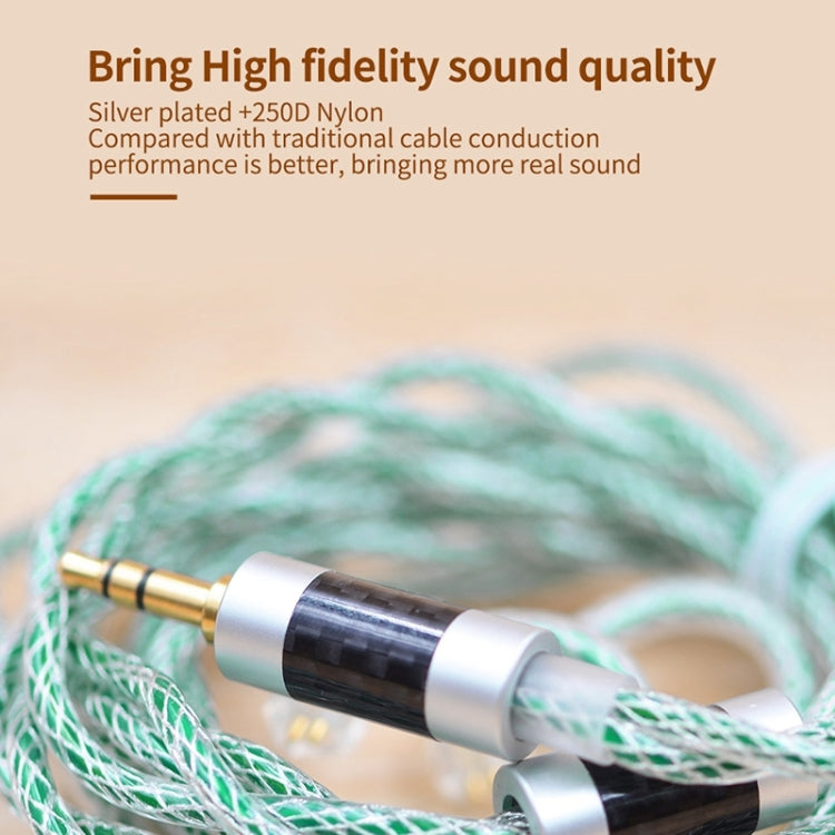 KZ 90-11 2pin 0.75mm Pin Gold Plated 8 Strand Braided Mesh Headphone Upgrade Cable (Transparent Green)