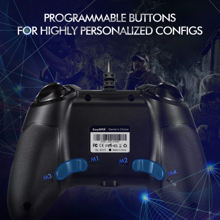 EasySMX SL-9111 M1-M4 Programming Button Design Wired Game Controller for PC / PS3 / TV (Silver)