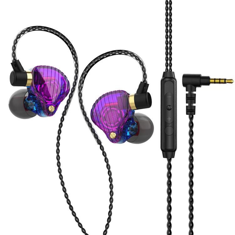 QKZ SK3 3.5mm Sports In-ear Wired HIFI Bass Stereo Sound Earphone with Microphone (Purple Blue)