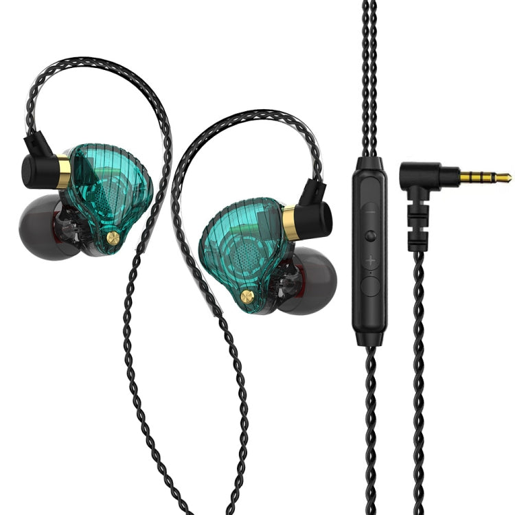 QKZ SK3 3.5mm Sports In-ear Wired HIFI Bass Stereo Sound Earphone with Microphone (Green Black)