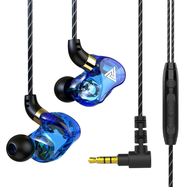 QKZ SK7 3.5mm Sports In-ear Copper Driver Wired HIFI Stereo Earphone with Microphone (Dark Blue)