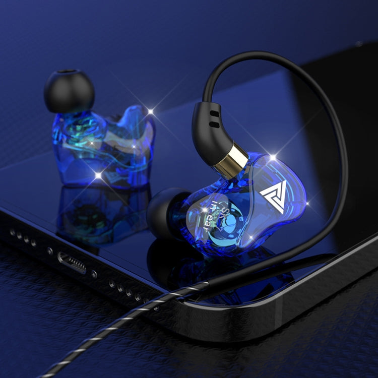 QKZ SK7 3.5mm Sports In-ear Copper Driver Wired HIFI Stereo Earphone with Microphone (Dark Blue)
