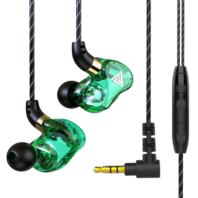QKZ SK7 3.5mm Sports In-ear Copper Driver Wired HIFI Stereo Earphone with Microphone (Green)