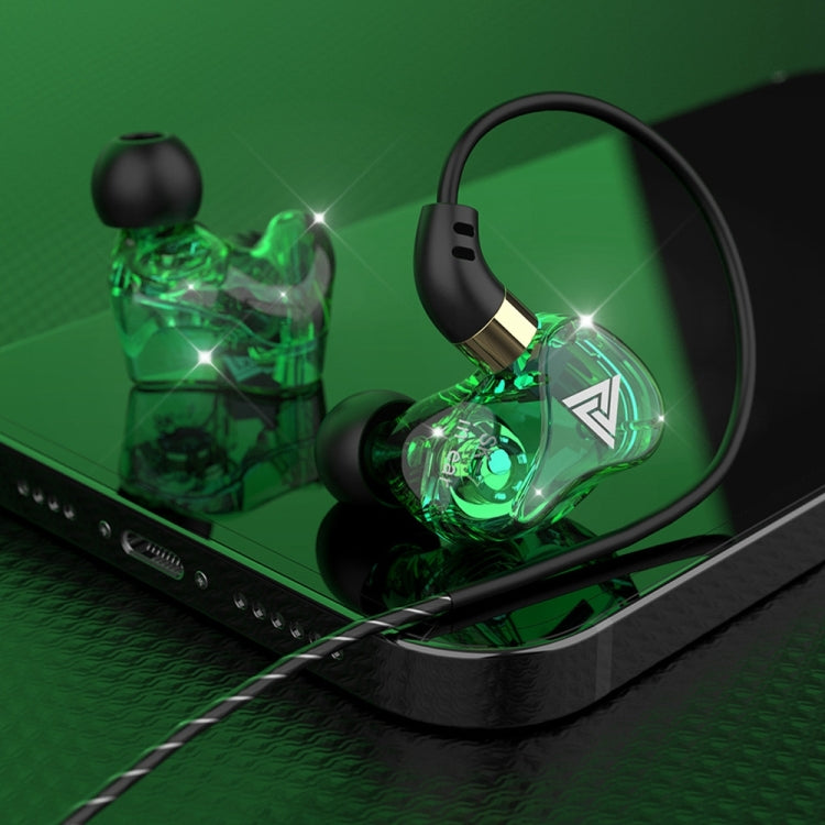 QKZ SK7 3.5mm Sports In-ear Copper Driver Wired HIFI Stereo Earphone with Microphone (Green)