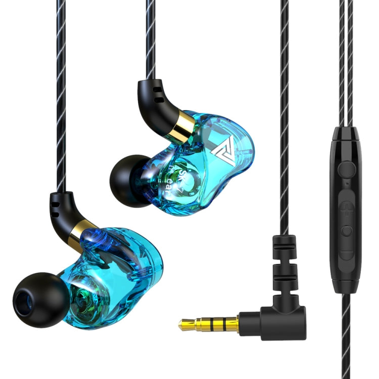 QKZ SK7 3.5mm Sports In-ear Copper Driver Wired HIFI Stereo Earphone with Microphone (Sky Blue)
