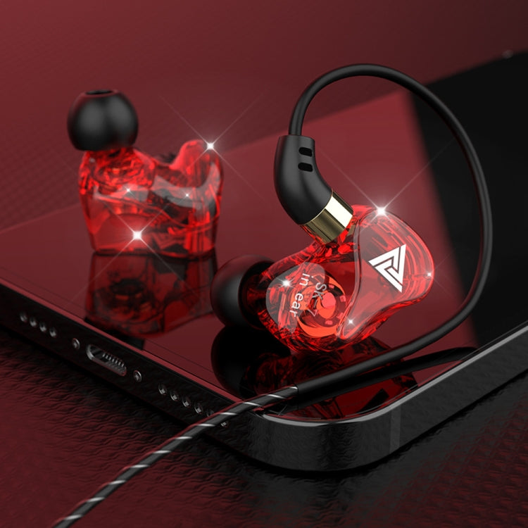 QKZ SK7 3.5mm Sports In-ear Copper Driver Wired HIFI Stereo Earphone with Microphone (Red)