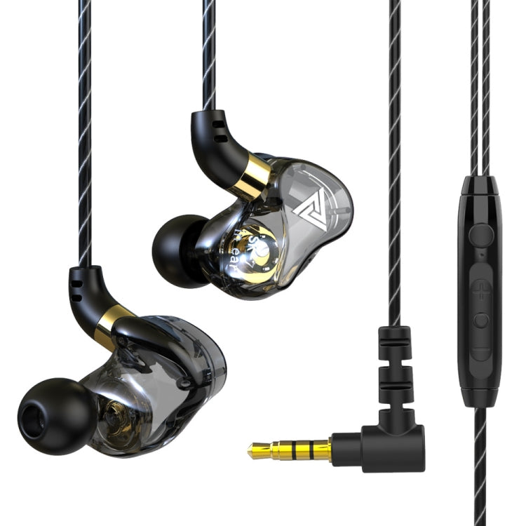 QKZ SK7 3.5mm Sports In-ear Copper Driver Wired HIFI Stereo Earphone with Microphone (Black)