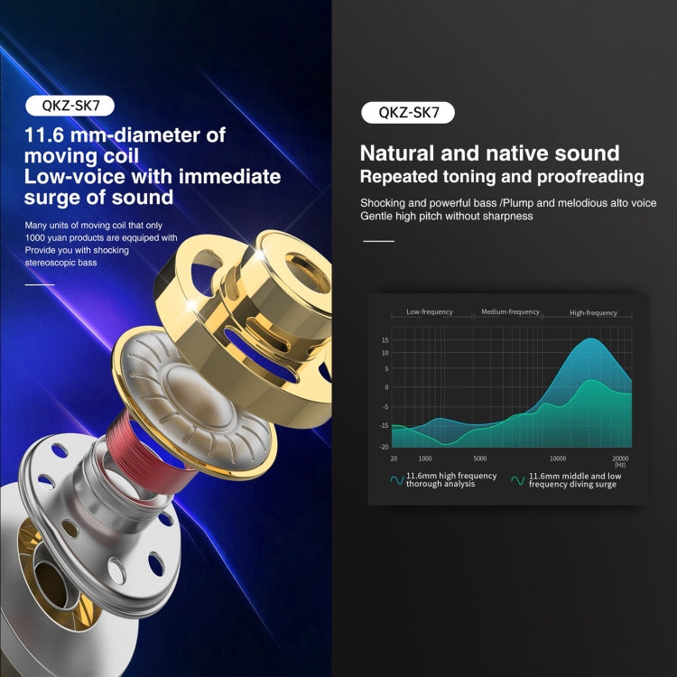 QKZ SK7 3.5mm Sports In-ear Copper Driver Auricular Stereo HIFI con Cable y Micrófono (Azul cielo)
