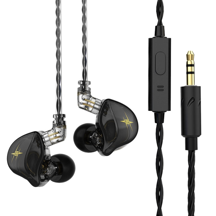 QKZ ZXT Sports In-ear Wired Control Plug HIFI Stereo Stage Monitor Auricular Estilo: con Micrófono (Negro)