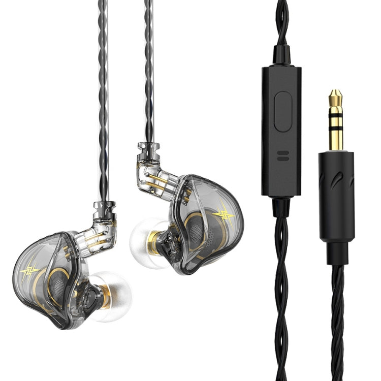 QKZ ZXT Sports In-ear Wired Control Plug HIFI Stereo Stage Monitor Auricular Estilo: con Micrófono (Gris transparente)