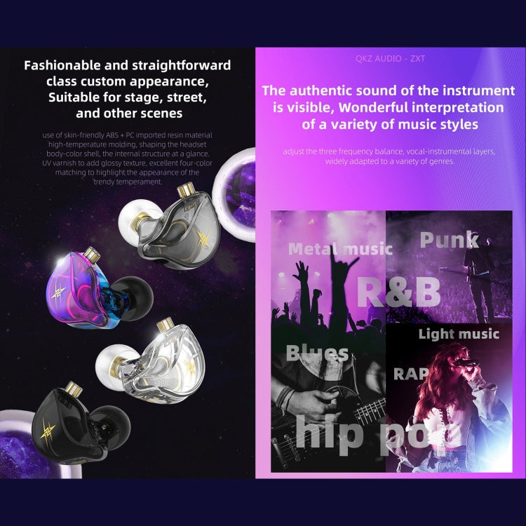 QKZ ZXT Sports Prise de contrôle filaire intra-auriculaire HIFI Moniteur de scène stéréo Style d'écouteur: avec microphone (Noir)