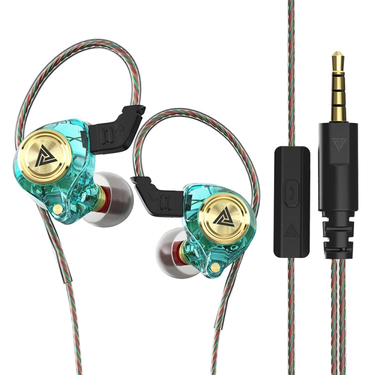 QKZ AK3 FiLe Écouteurs intra-auriculaires à commande filaire pour caisson de basses avec microphone (Cyan)