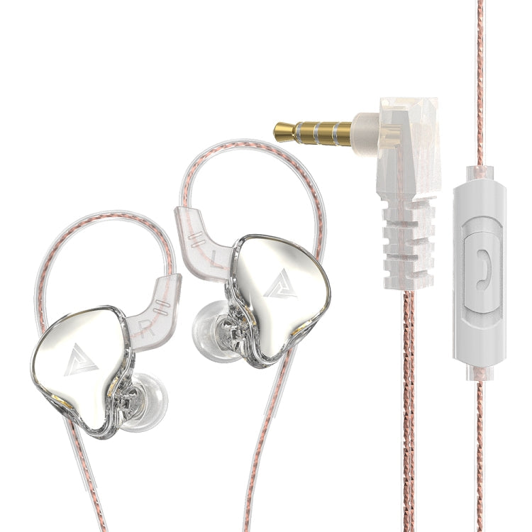 QKZ AK6 DAY Casque téléphonique intra-auriculaire à caisson de basses contrôlé par fil avec microphone (blanc transparent)