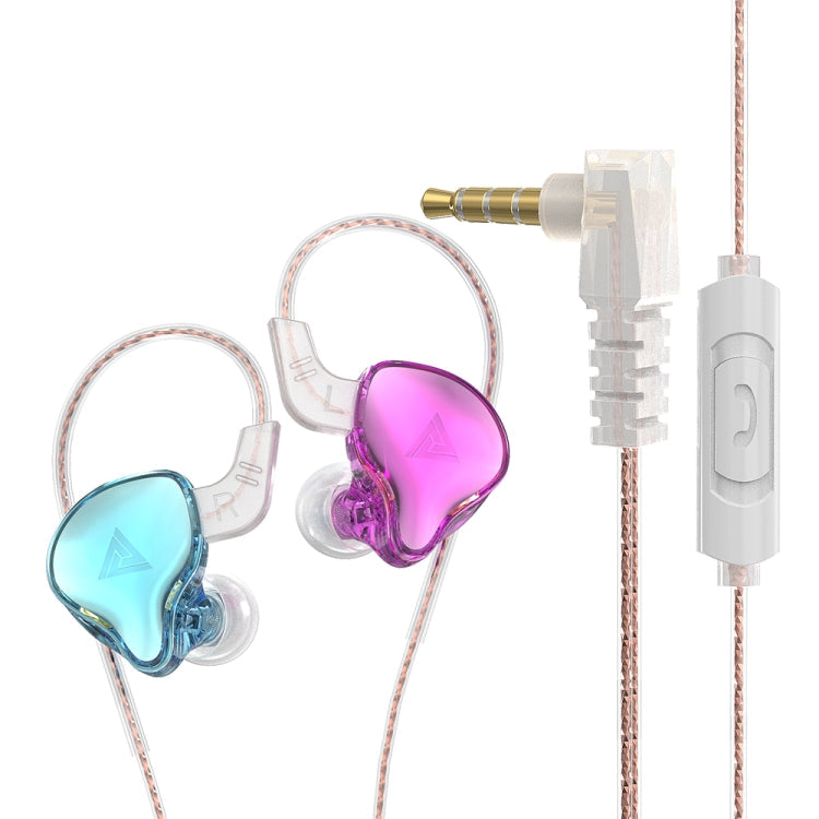 QKZ AK6 DAY In-Ear Wired Controlled Subwoofer Telephone Headset with Microphone (Purple Blue)