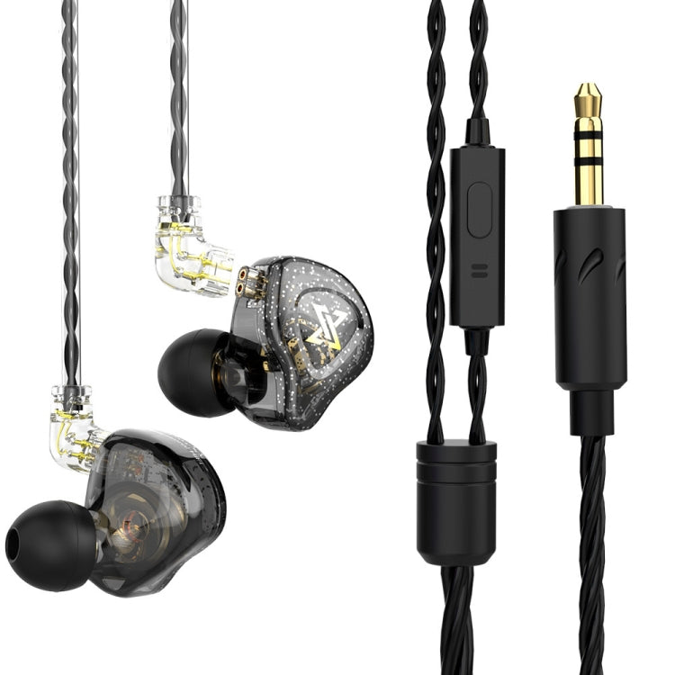 QKZ AK6 MAX In-ear Dynamic Subwoofer Earphone Wired Controlled Version: with Microphone Version (Transparent Black)
