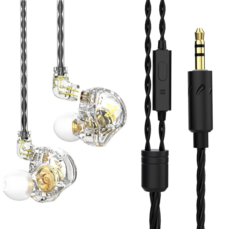 QKZ AK6 MAX In-ear Dynamic Subwoofer Earphone Wired Controlled Version: with Microphone Version (Transparent White)