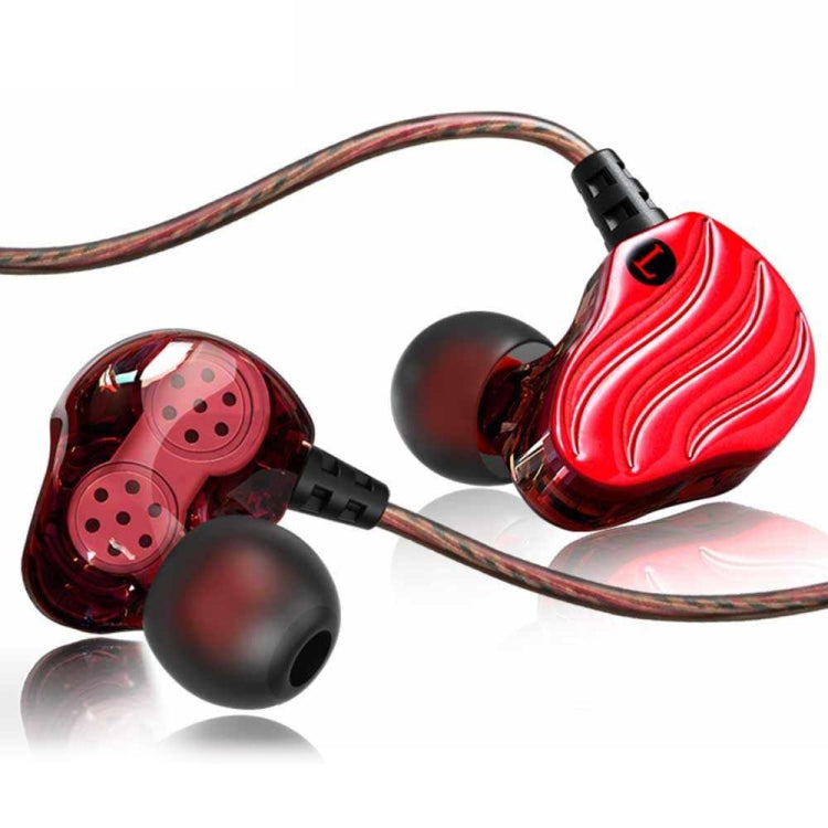 QKZ S200 In-ear Dual Dynamic HIFI Subwoofer Running Earphone (Red)