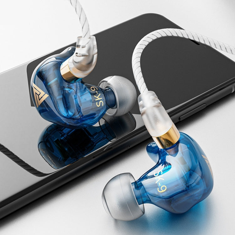QKZ SK9 In-ear Subwoofer Wired Controlled Music Running Headphones with Mic (Blue)