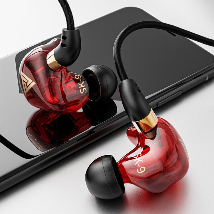 QKZ SK9 In-ear Subwoofer Auriculares para correr con música Controlada por Cable con Micrófono (Rojo)