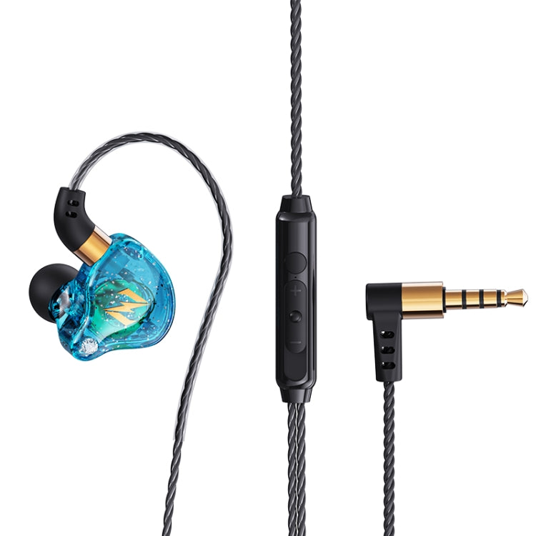 QKZ ZEN Subwoofer en la Oreja Auriculares Deportivos para correr con música Controlada por Cable con Micrófono (Azul)