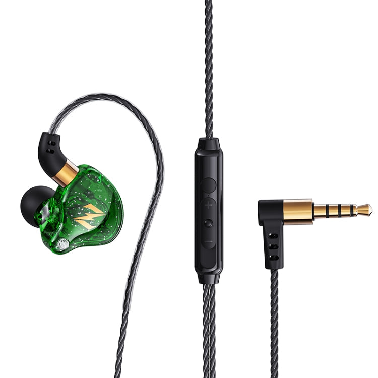 QKZ ZEN Subwoofer en la Oreja Auriculares Deportivos para correr con música Controlada por Cable con Micrófono (Verde)