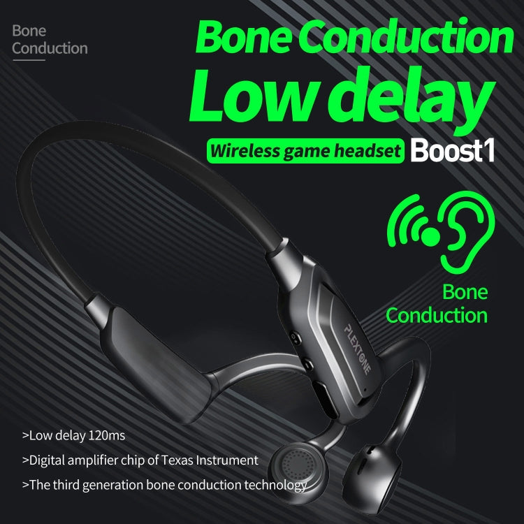 Plextone BOOST1 Bluetooth 5.0 Bone Conduction Ear-hook Sports Headphones (Black)